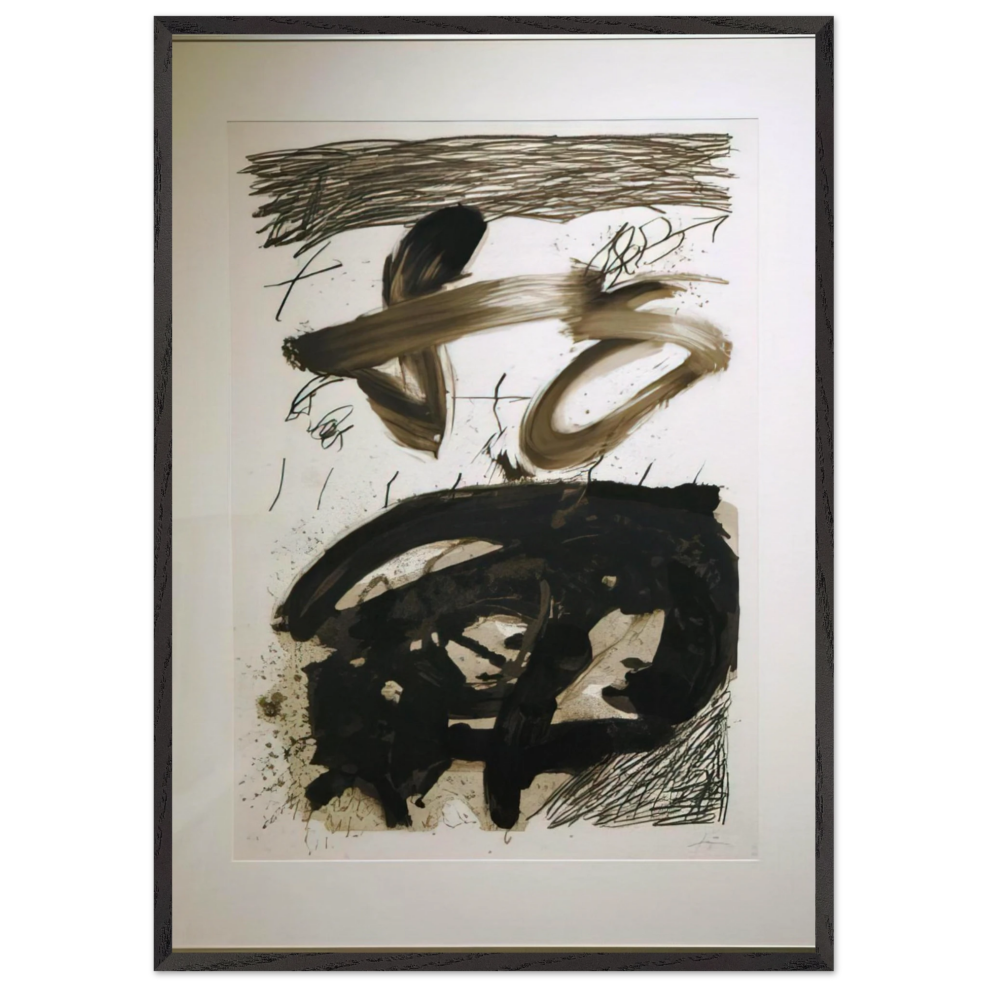 CALLIGRAPHIQUE 1987 - Antoni Tapies Framed Art Print – Black Wooden Frame - Default Title - -Framed Art Print