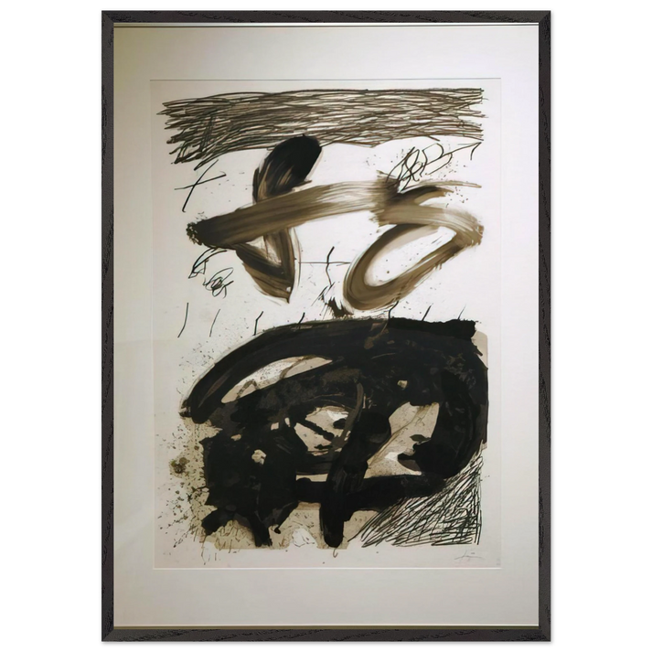 CALLIGRAPHIQUE 1987 - Antoni Tapies 70x100 cm / 28x40 inches Framed Art Print – Black Wooden Frame