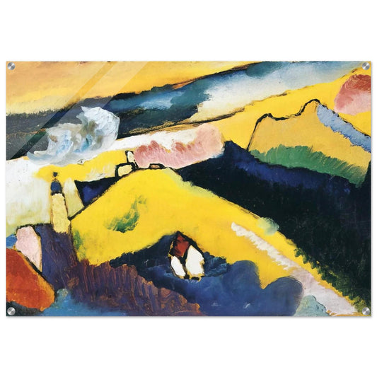 MOUNTAIN LANDSCAPE WITH CHURCH 1910 - Wassily Kandinsky Acrylic Print - 70x100 cm / 28x40″ inches | Wassily Kandinsky Wall Art | Wassily Kandinsky Prints