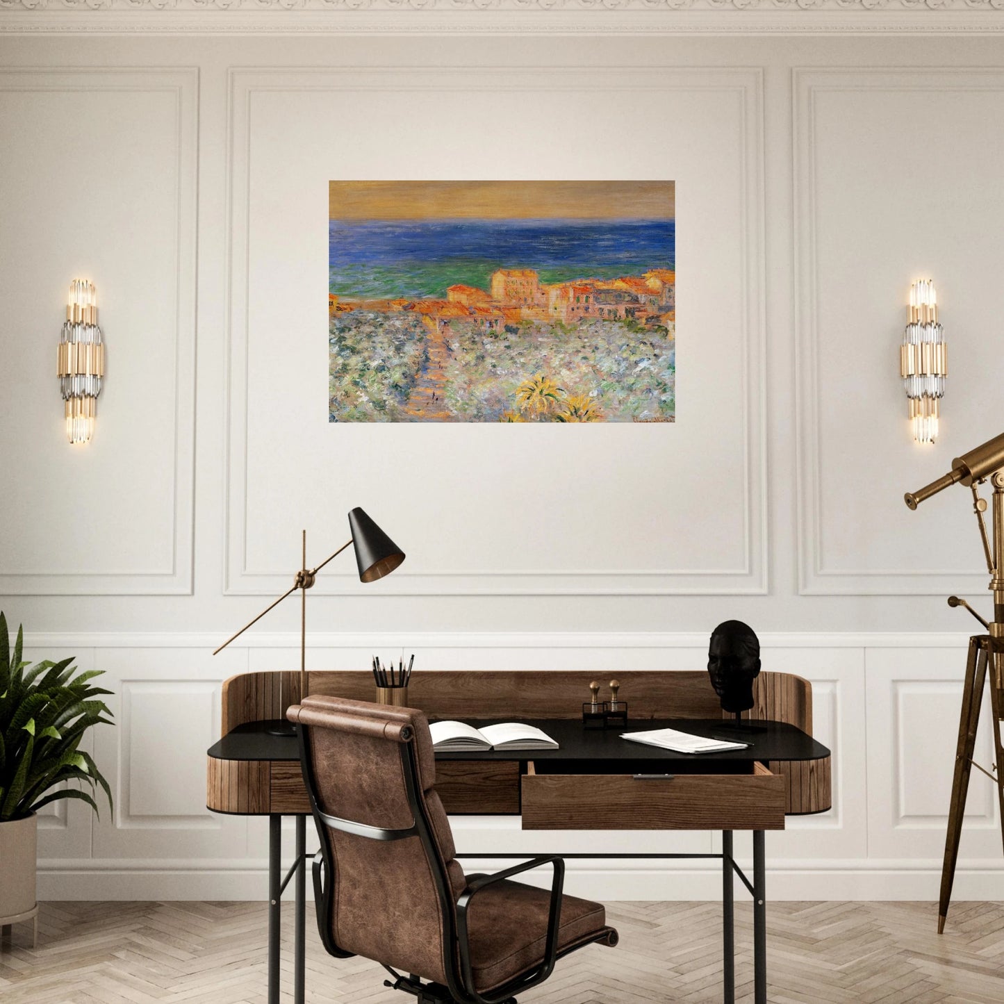 Burgo Marina at Bordighera - claude monet Brushed Aluminum Print - 70x100 cm / 28x40 inches | claude monet Aluminum Print | claude monet Prints
