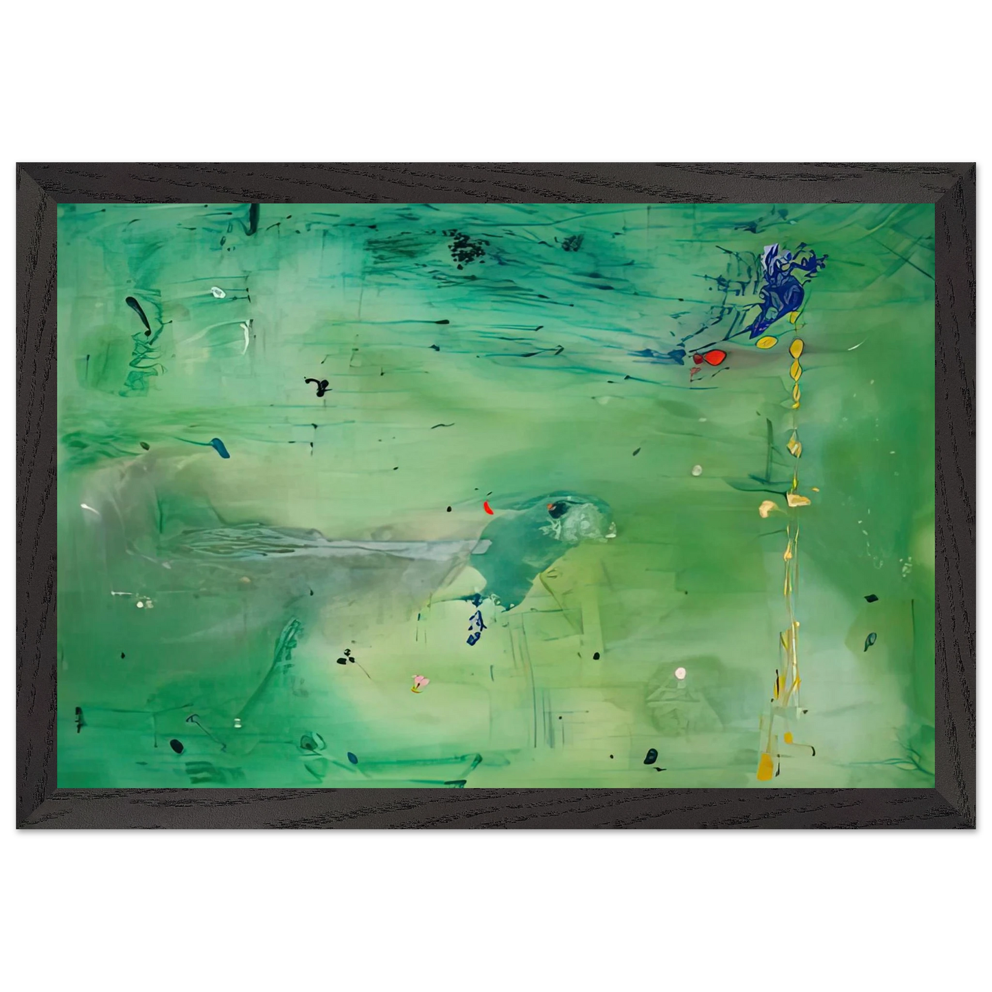 Helen Frankenthaler - A Green Thought in a Green Shade, 1981- Wall Art - 30x40 cm / 12x16 inches - Premium Wooden Framed Poster With Fine Art Paper - Black frame