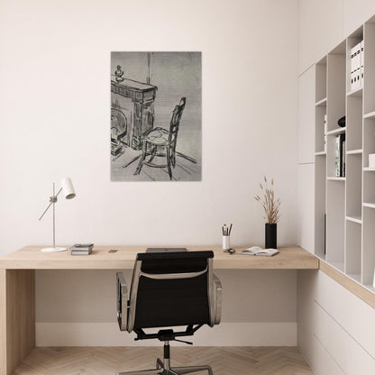 Chair near the Stove - Vincent van Gogh Brushed Aluminum Print - 70x100 cm / 28x40 inches | Vincent van Gogh Aluminum Print | Vincent van Gogh Prints