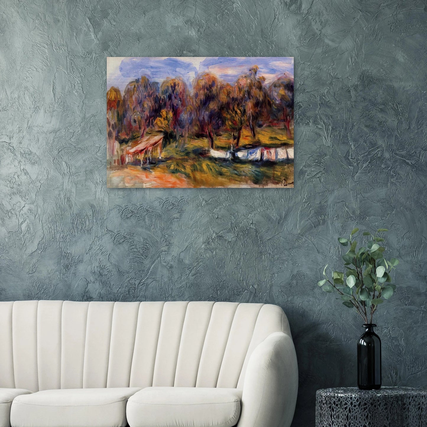 Landscape with Orchard - Pierre-Auguste Renoir Brushed Aluminum Print - 70x100 cm / 28x40 inches | Pierre-Auguste Renoir Aluminum Print | Pierre-Auguste Renoir Prints