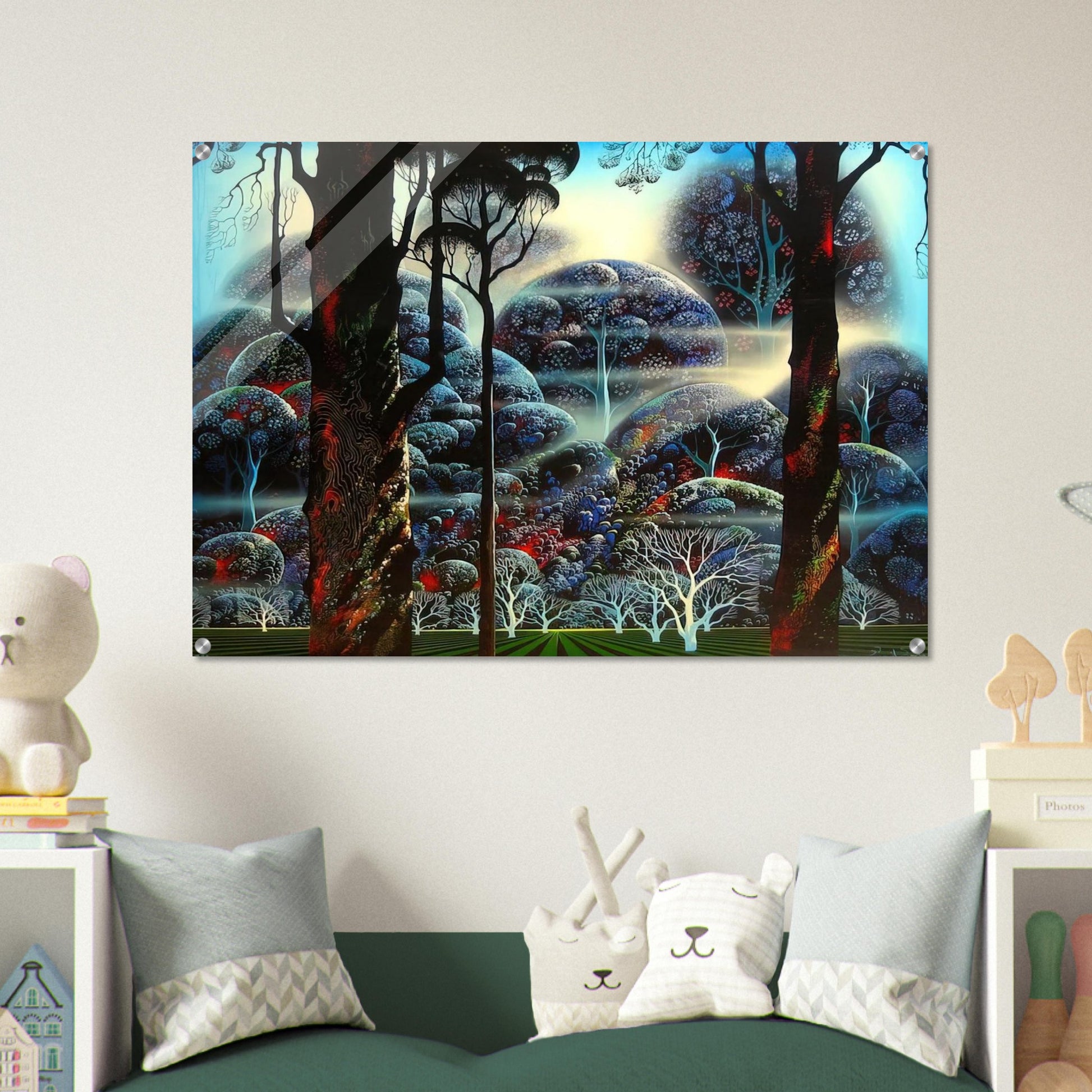 Mist in the Dark Woods - Eyvind Earle Acrylic Print - 70x100 cm / 28x40″ inches | Eyvind Earle Wall Art | Eyvind Earle Prints