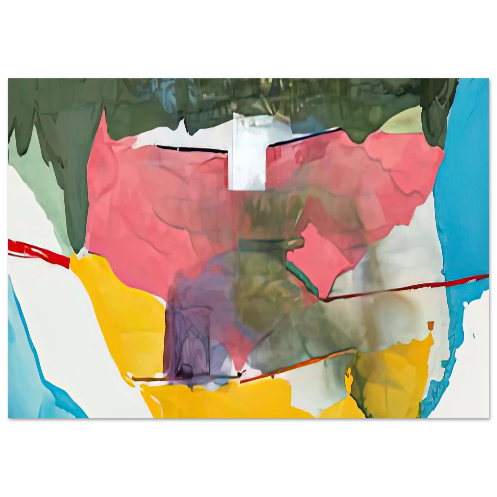 Helen Frankenthaler - Off White Square, 1973- Wall Art - 21x29.7 cm / 8x12" - Premium Wooden Framed Poster With Fine Art Paper - White frame