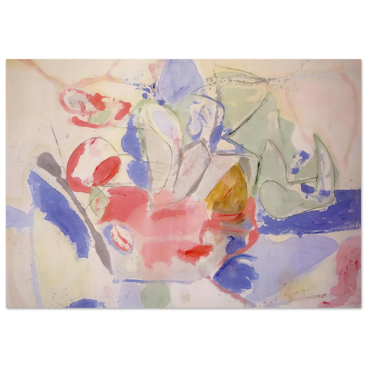 Helen Frankenthaler - Mountains and Sea - 1952 Wall art - 30x45 cm / 12x18 Inches - Premium Wooden Framed Poster With Fine Art Paper - White frame