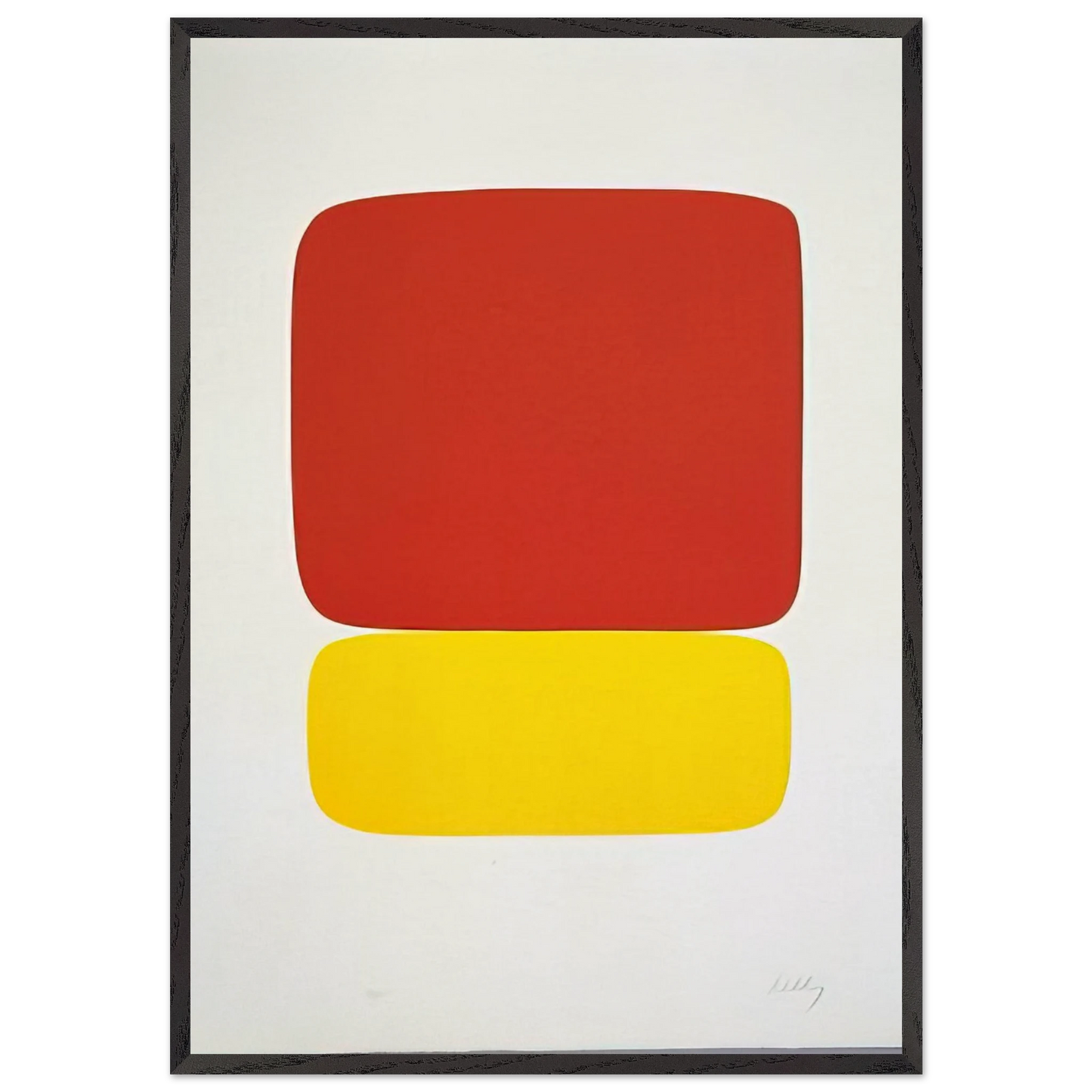 Red over Yellow from Suite of Twenty-Seven Color Lithographs - Ellsworth Kelly Framed Art Print – Black Wooden Frame - Default Title - -Framed Art Print