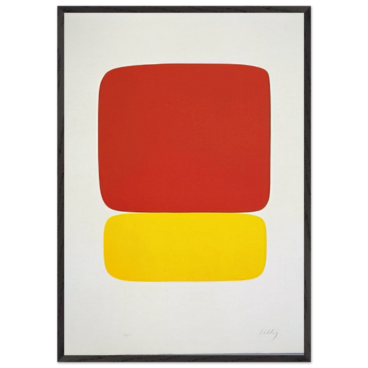 Red over Yellow from Suite of Twenty-Seven Color Lithographs - Ellsworth Kelly Framed Art Print – Black Wooden Frame - Default Title - -Framed Art Print