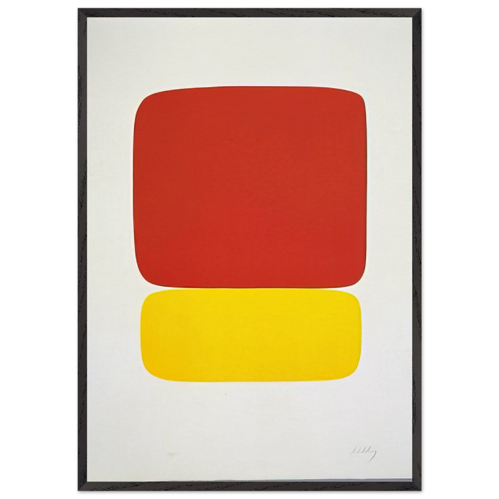 Red over Yellow from Suite of Twenty-Seven Color Lithographs - Ellsworth Kelly 70x100 cm / 28x40 inches Framed Art Print – Black Wooden Frame