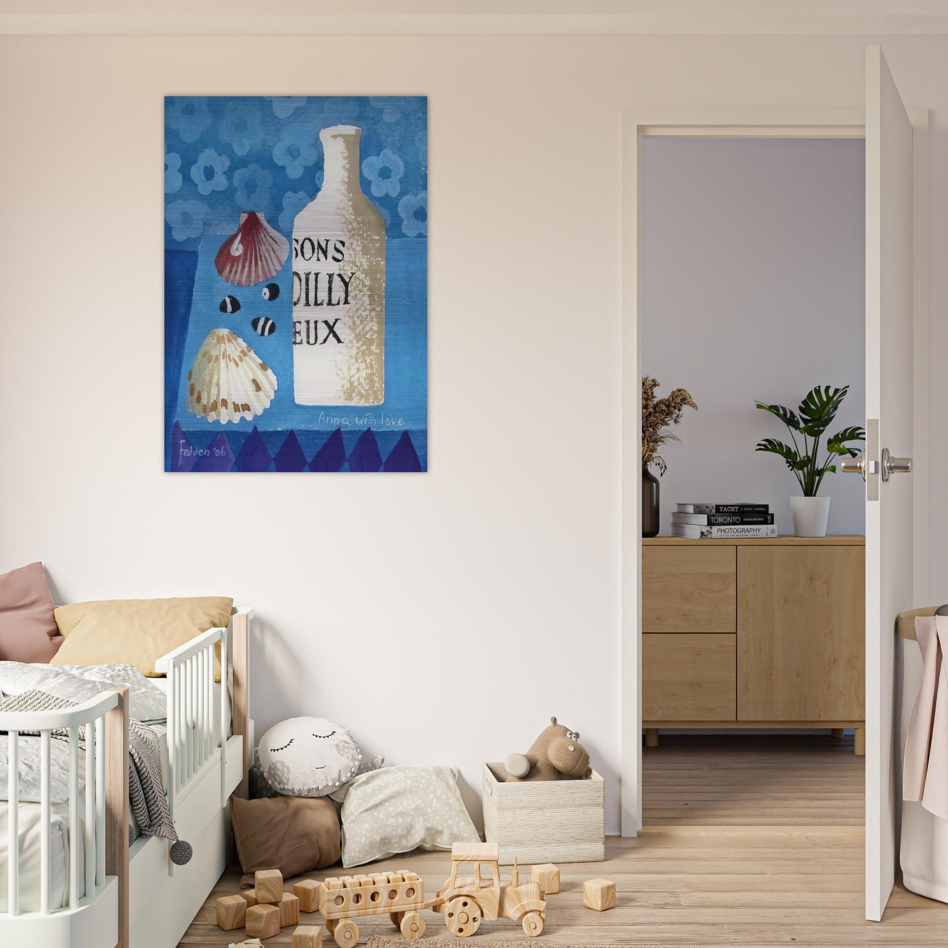 Still life with bottle and shells - 2006 - Mary Fedden Brushed Aluminum Print - 70x100 cm / 28x40 inches | Mary Fedden Aluminum Print | Mary Fedden Prints