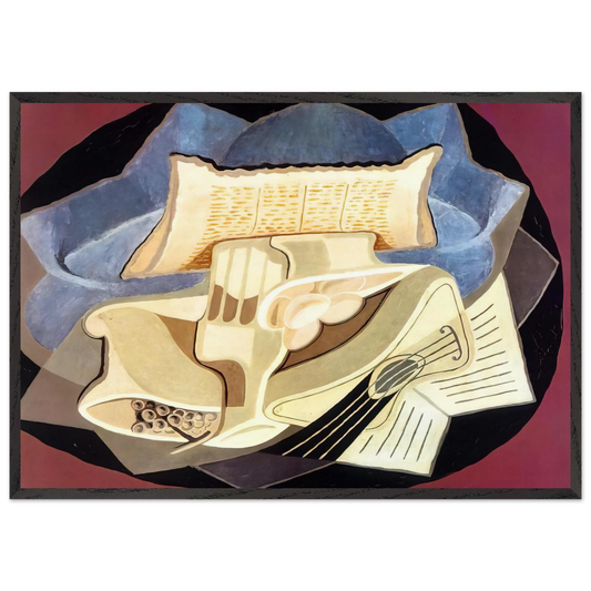 THE BLUE CLOTH 1925 - Juan Gris Framed Art Print – Black Wooden Frame - Default Title - -Framed Art Print