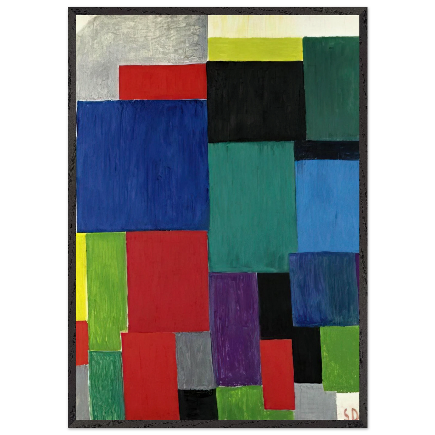 COLOR RHYTHM 1967 - Sonia Delaunay Framed Art Print – Black Wooden Frame - Default Title - -Framed Art Print