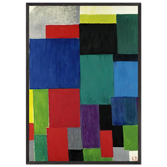 COLOR RHYTHM 1967 - Sonia Delaunay 70x100 cm / 28x40 inches Framed Art Print – Black Wooden Frame