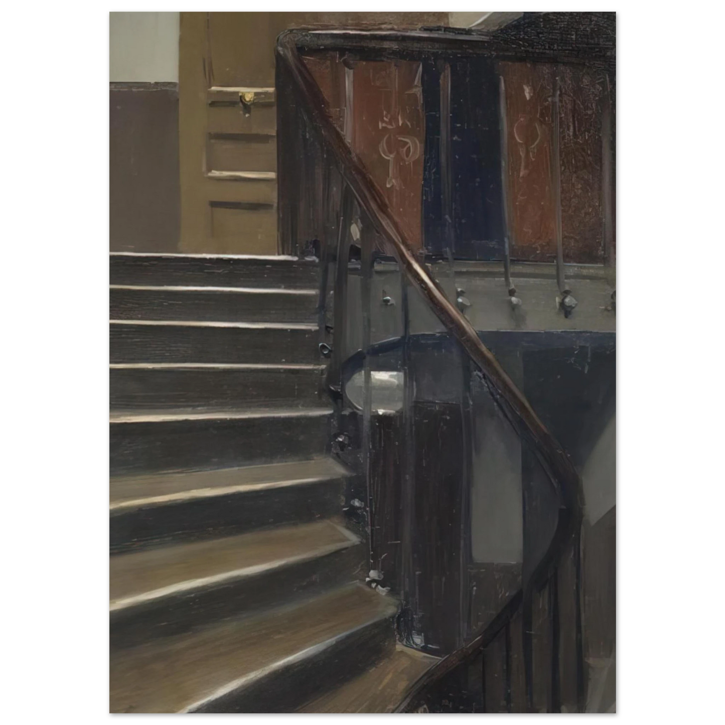 Edward Hopper - Stairway at 48 rue de Lille, Paris Fine Art Poster - 40x60 cm / 16x24 inches
