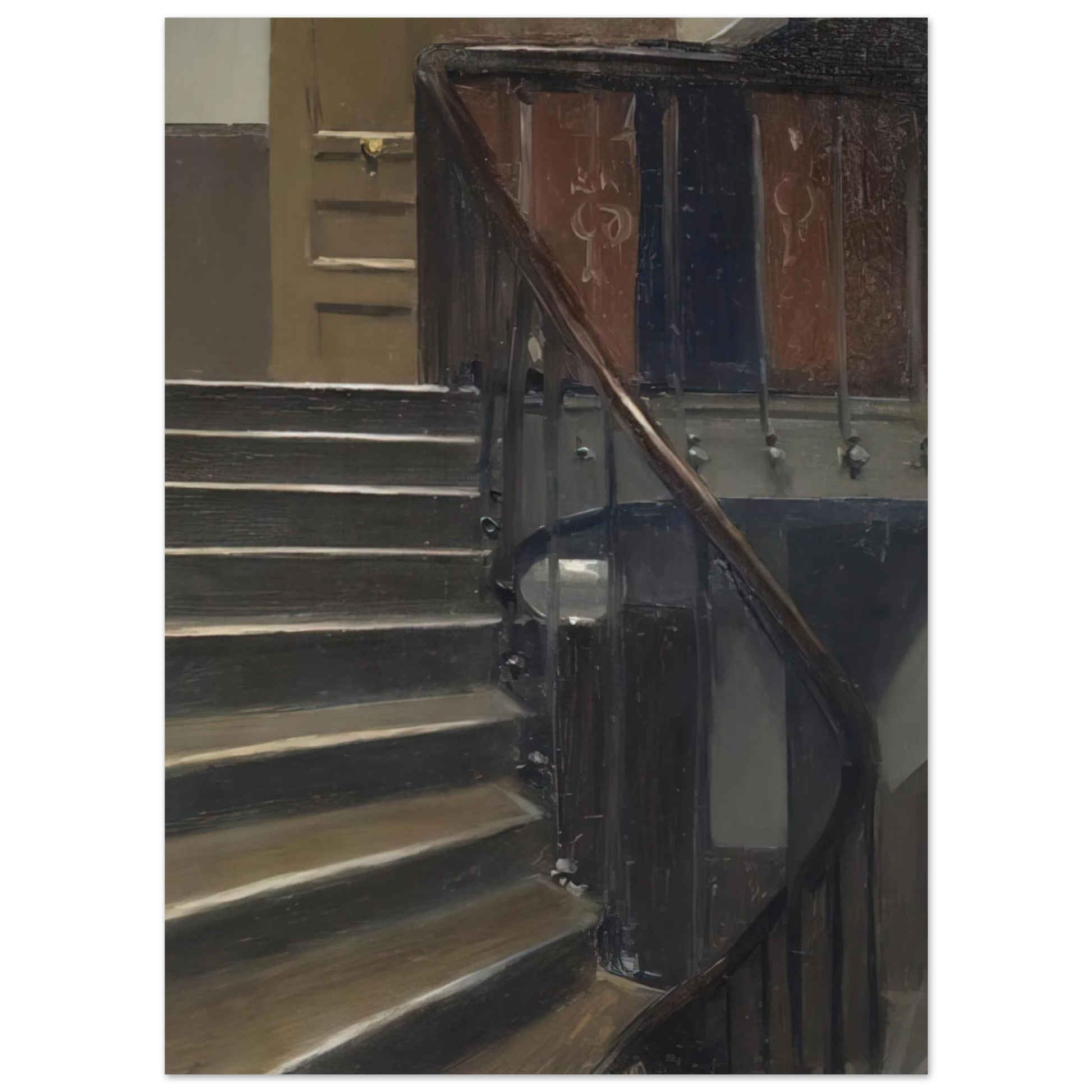 Edward Hopper - Stairway at 48 rue de Lille, Paris Fine Art Poster - 40x60 cm / 16x24 inches