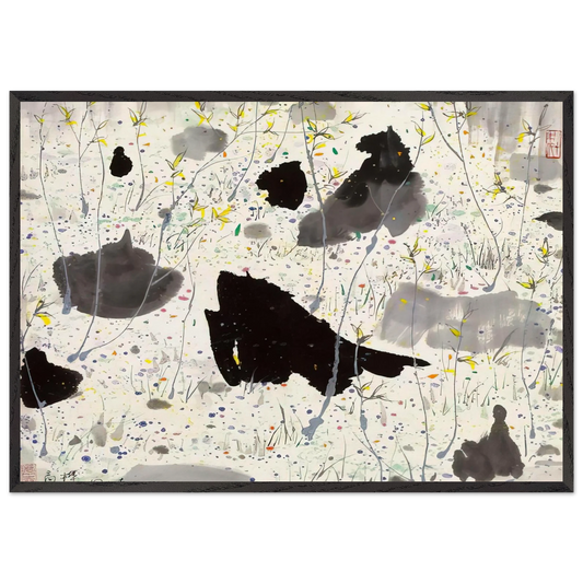 Blossom Out - 1986 - Wu Guanzhong Framed Art Print – Black Wooden Frame - Default Title - -Framed Art Print