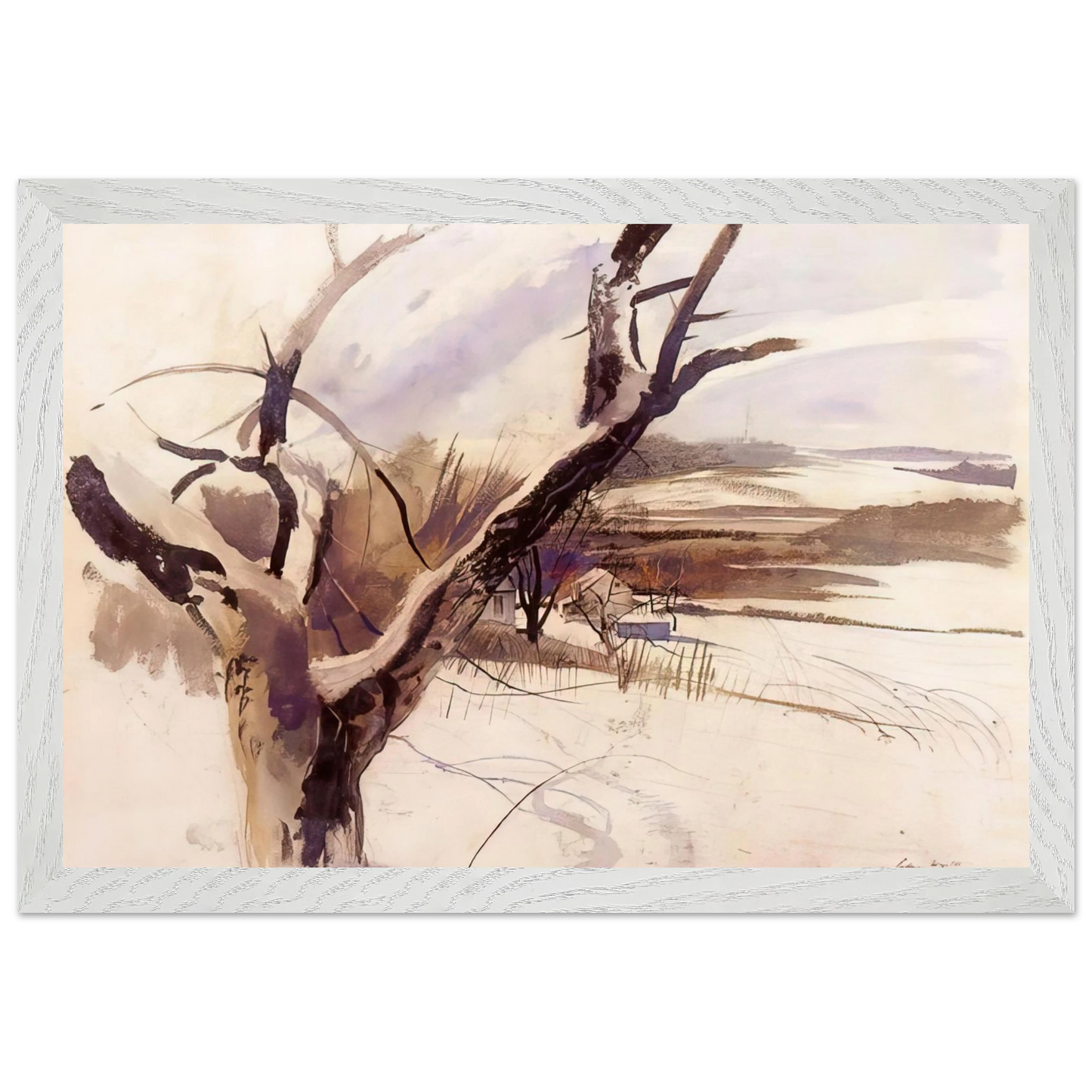 Andrew Wyeth - WINTER FARM SCENE Wall Art - 30x40 cm / 12x16 inches - Fine Art Poster - -