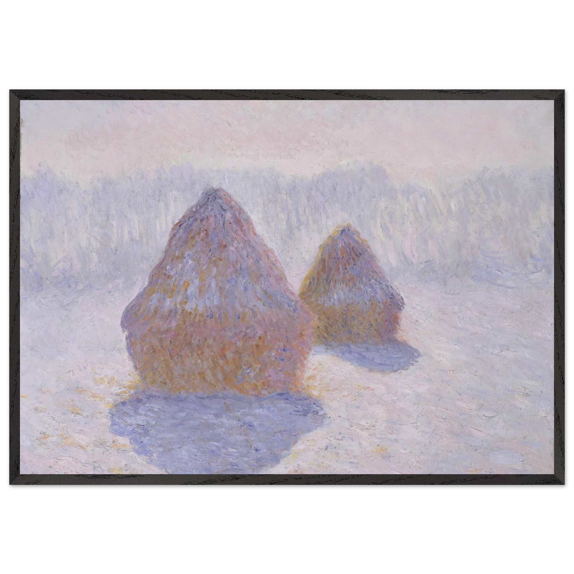 Haystacks Effect of Snow and Sun - claude monet Framed Art Print – Black Wooden Frame - Default Title - -Framed Art Print