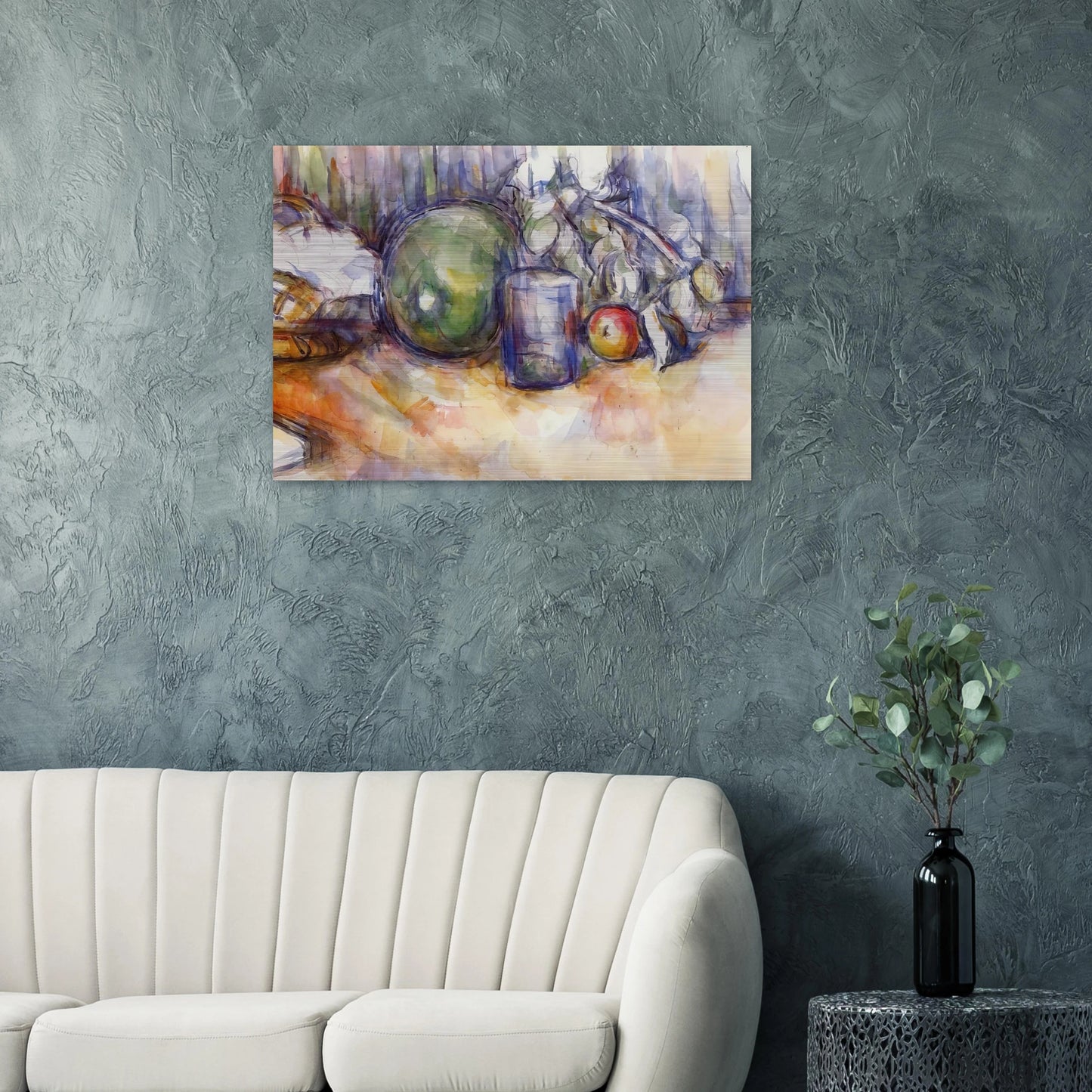 Still Life with Green Melon - Paul Cézanne Brushed Aluminum Print - 70x100 cm / 28x40 inches | Paul Cézanne Aluminum Print | Paul Cézanne Prints