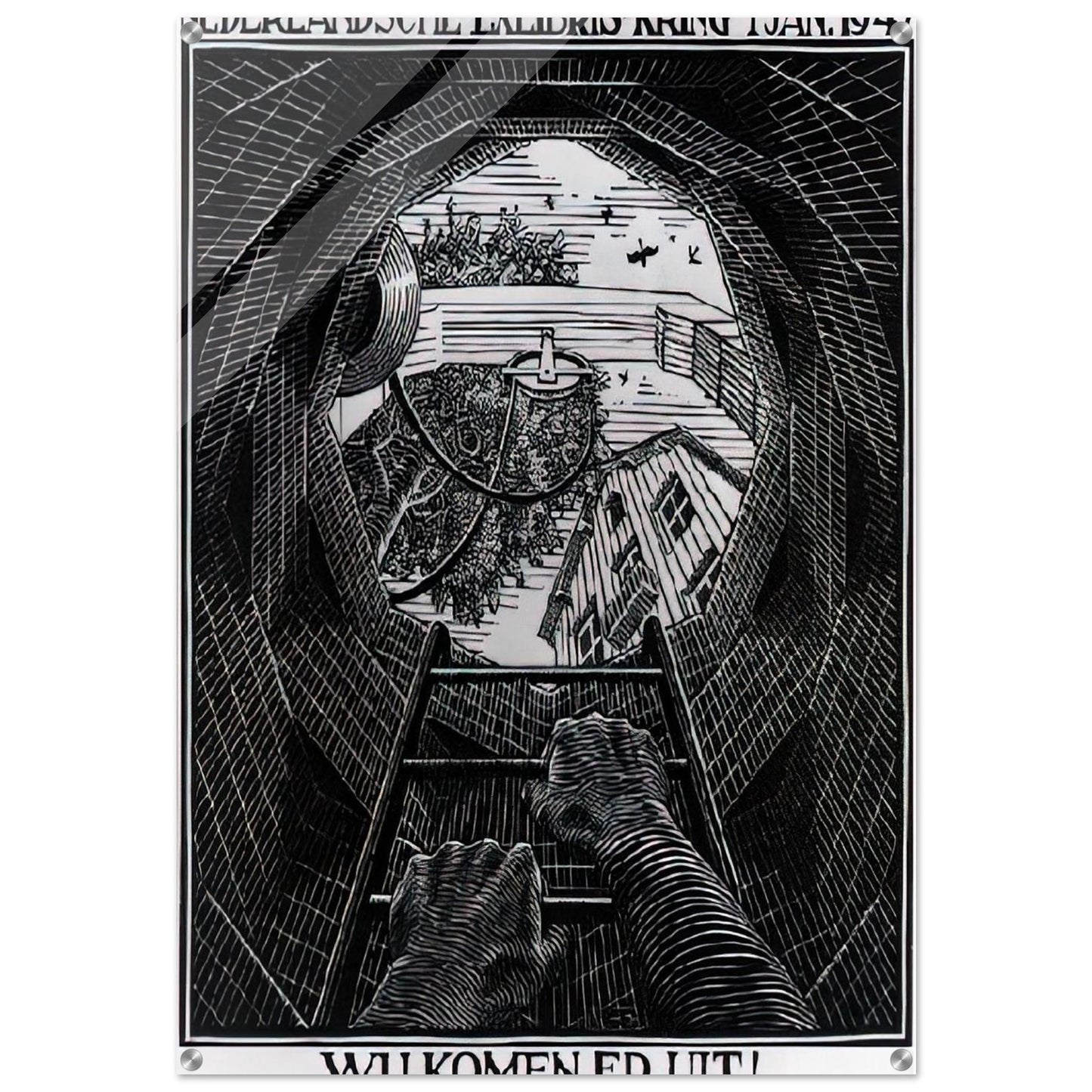 NEW YEAR S GREETING CARD - MC Escher Acrylic Print - 70x100 cm / 28x40″ inches | MC Escher Wall Art | MC Escher Prints