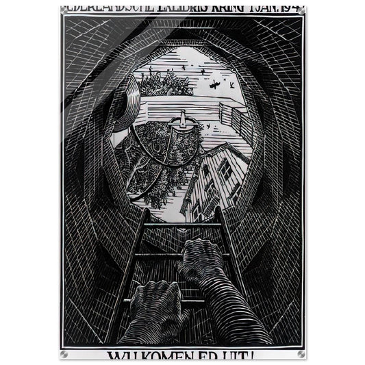 NEW YEAR S GREETING CARD - MC Escher Acrylic Print - 70x100 cm / 28x40″ inches | MC Escher Wall Art | MC Escher Prints