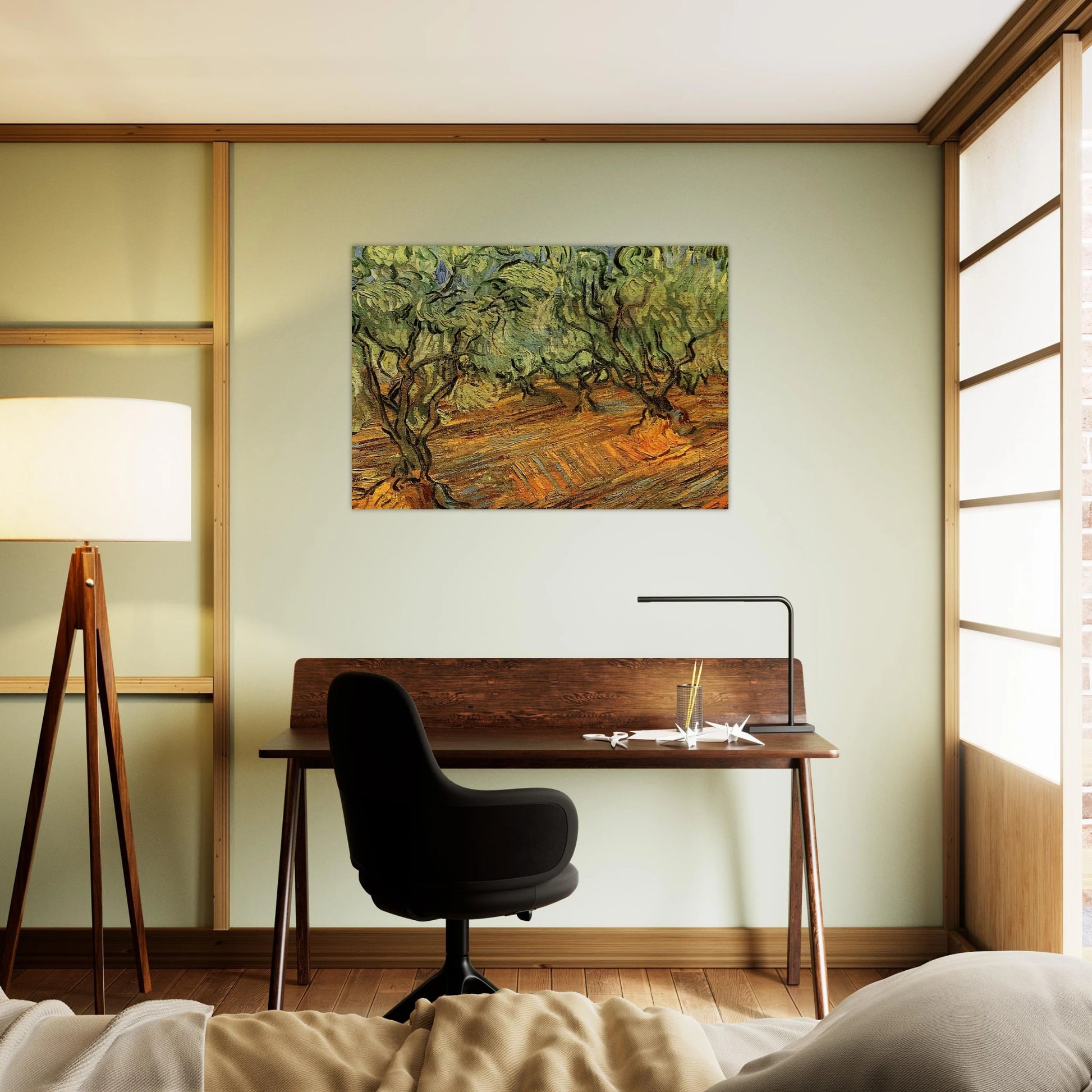 Olive Grove - Bright Blue Sky - Vincent van Gogh Brushed Aluminum Print - 70x100 cm / 28x40 inches | Vincent van Gogh Aluminum Print | Vincent van Gogh Prints