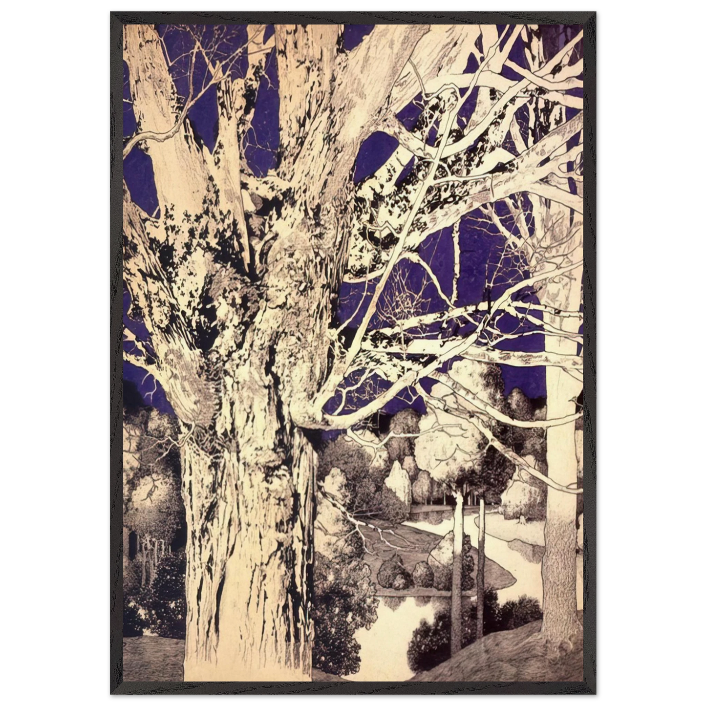 Solitude - Maxfield Parrish Framed Art Print – Black Wooden Frame - Default Title - -Framed Art Print