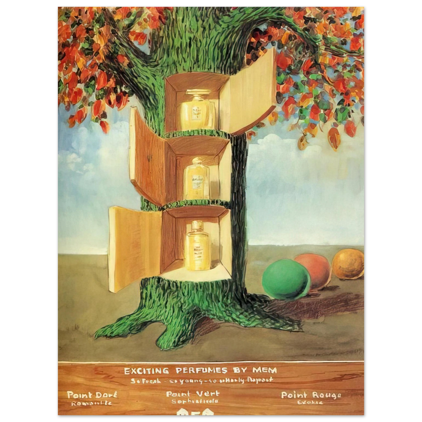 Rene Magritte - POSTER EXCITING PERFUMES BY MEM 1946 Fine Art Poster - Default Title