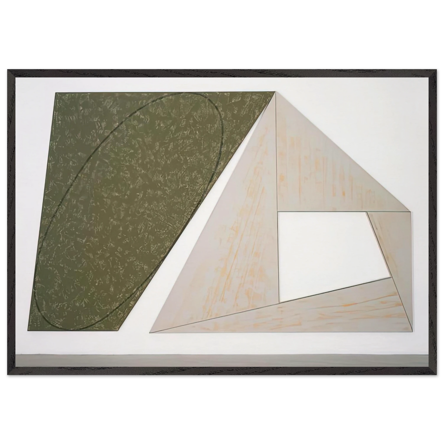 GREEN TILTED ELLIPSE GRAY FRAME 1989 - Robert Mangold Framed Art Print – Black Wooden Frame - Default Title - -Framed Art Print