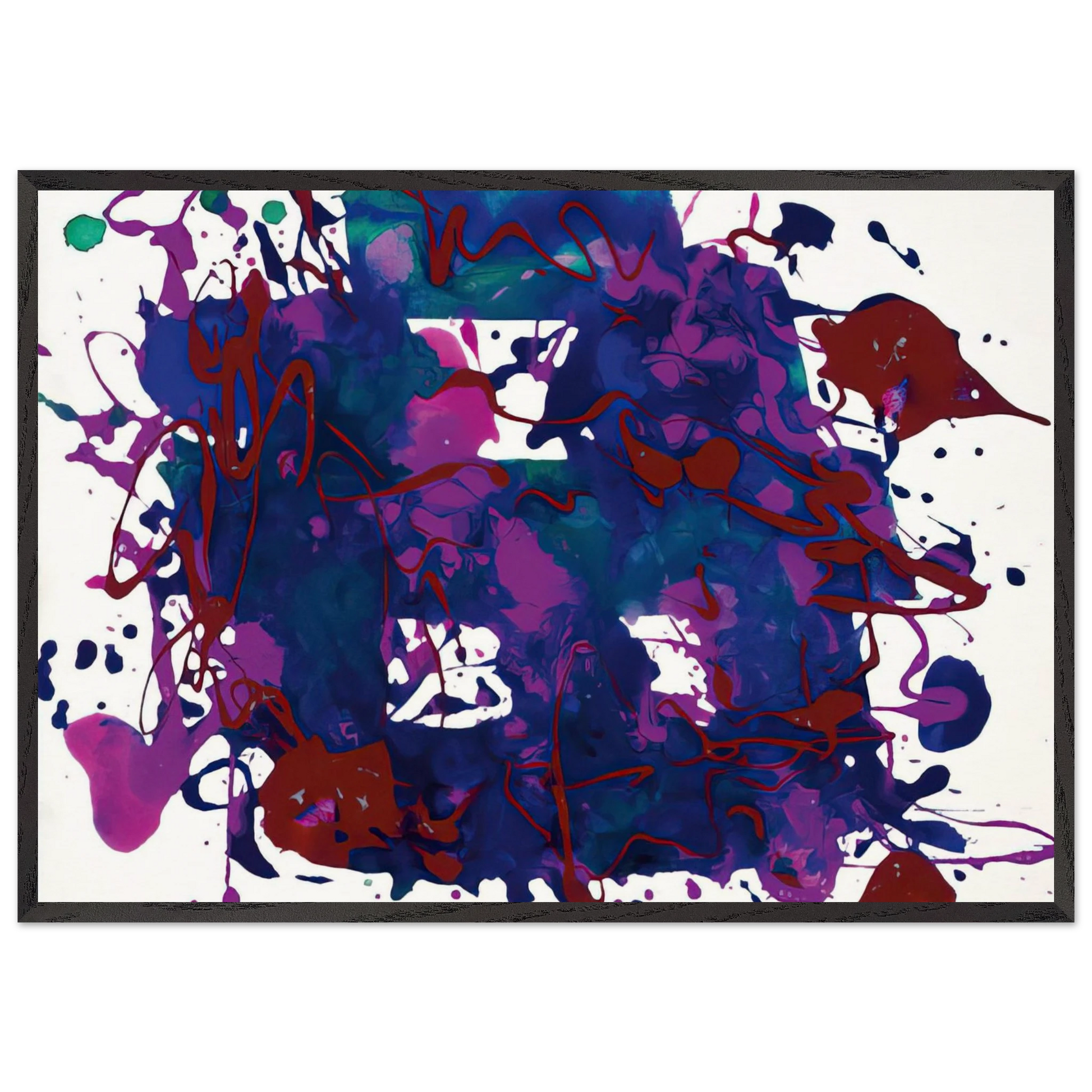Untitled  SFP94-75  SFF 1749  - Sam Francis Framed Art Print – Black Wooden Frame - Default Title - -Framed Art Print