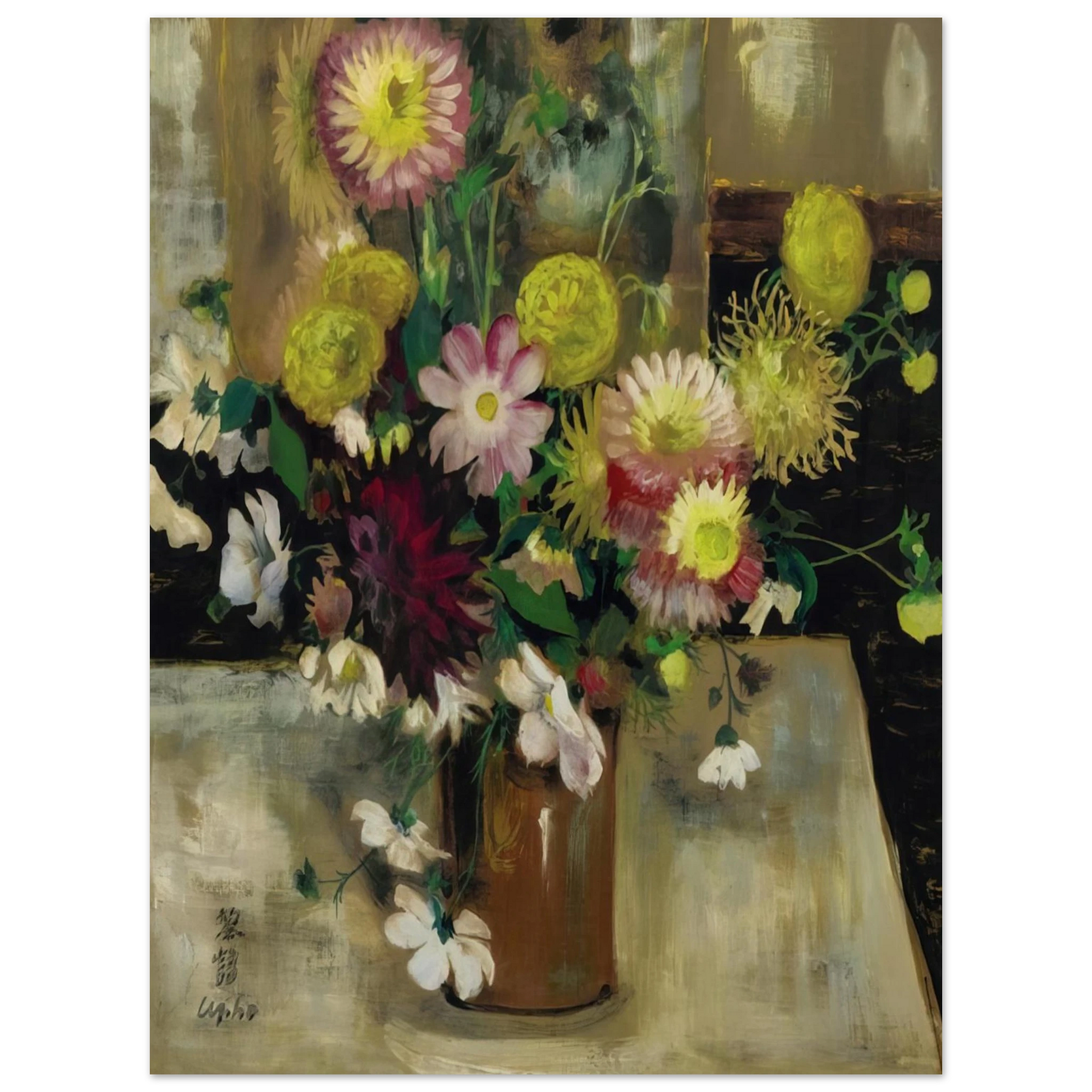 Le Pho - Anemones and Dahlias - Post-Impressionism Fine Art Poster - Default Title