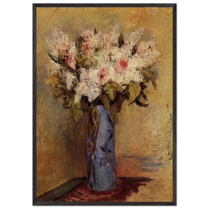 Vase of Lilacs and Roses - Pierre-Auguste Renoir 70x100 cm / 28x40 inches Framed Art Print – Black Wooden Frame