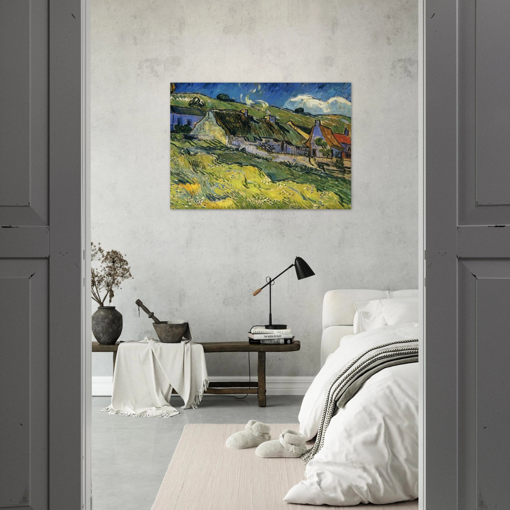 A Group of Cottages - Vincent van Gogh Brushed Aluminum Print - 70x100 cm / 28x40 inches | Vincent van Gogh Aluminum Print | Vincent van Gogh Prints