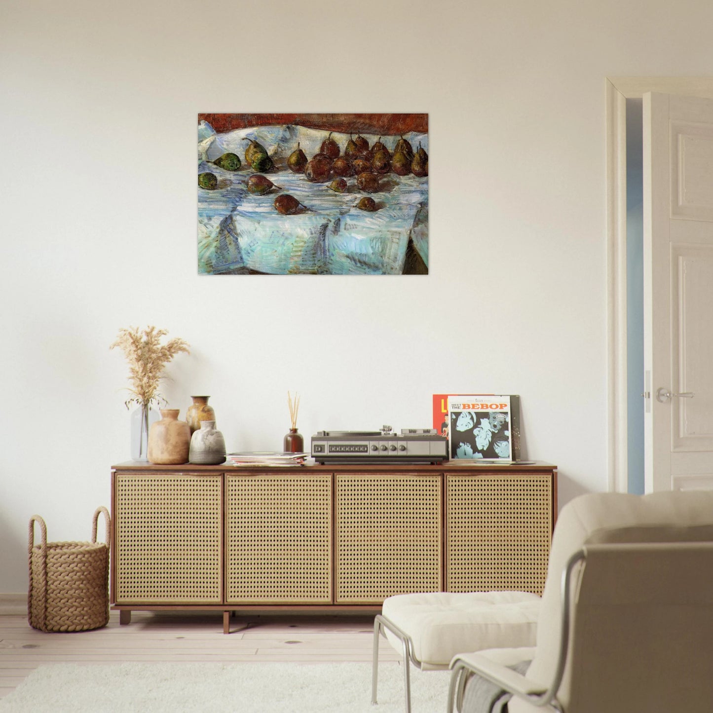 Winter Sickle Pears - Childe Hassam Brushed Aluminum Print - 70x100 cm / 28x40 inches | Childe Hassam Aluminum Print | Childe Hassam Prints