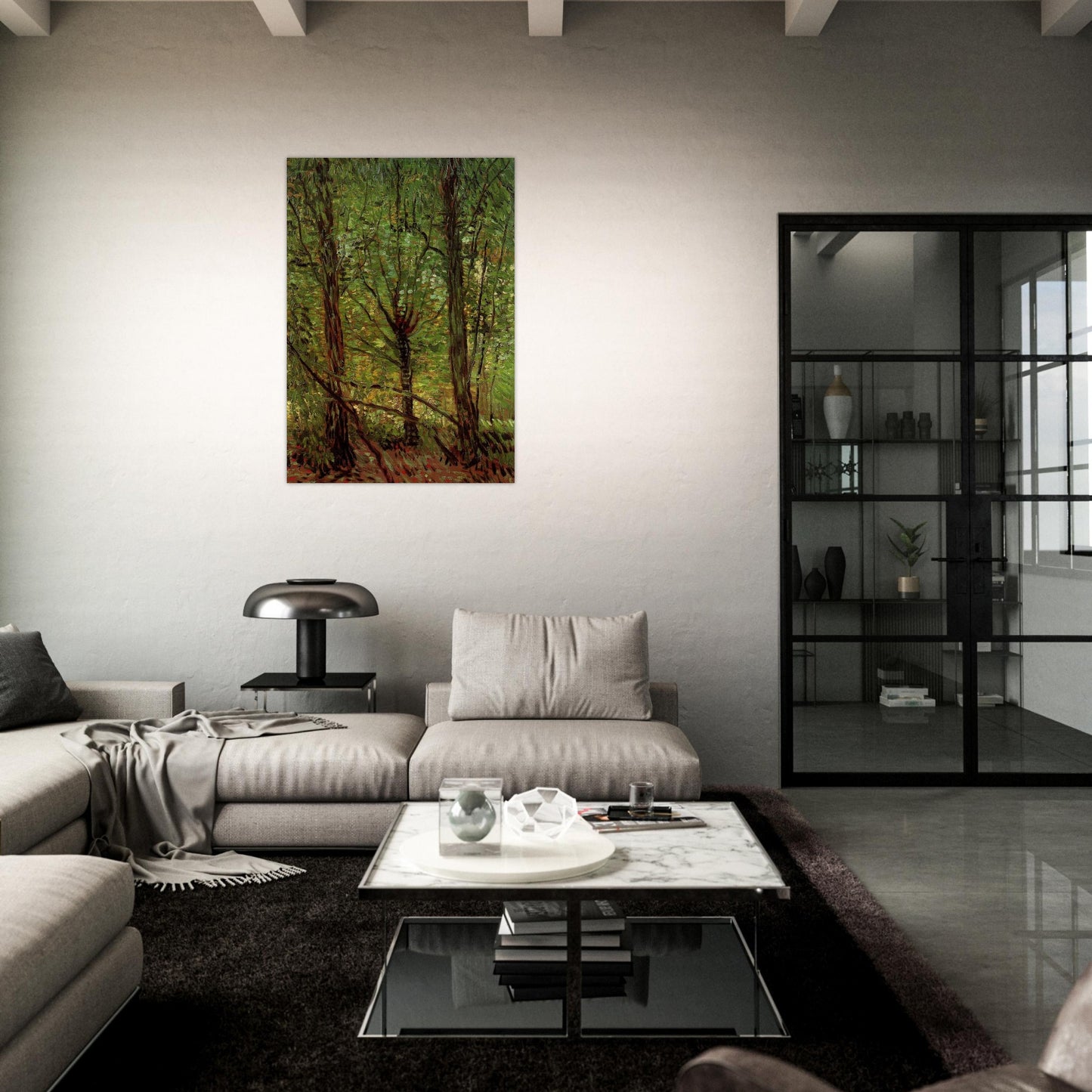 Trees and Undergrowth - Vincent van Gogh Brushed Aluminum Print - 70x100 cm / 28x40 inches | Vincent van Gogh Aluminum Print | Vincent van Gogh Prints