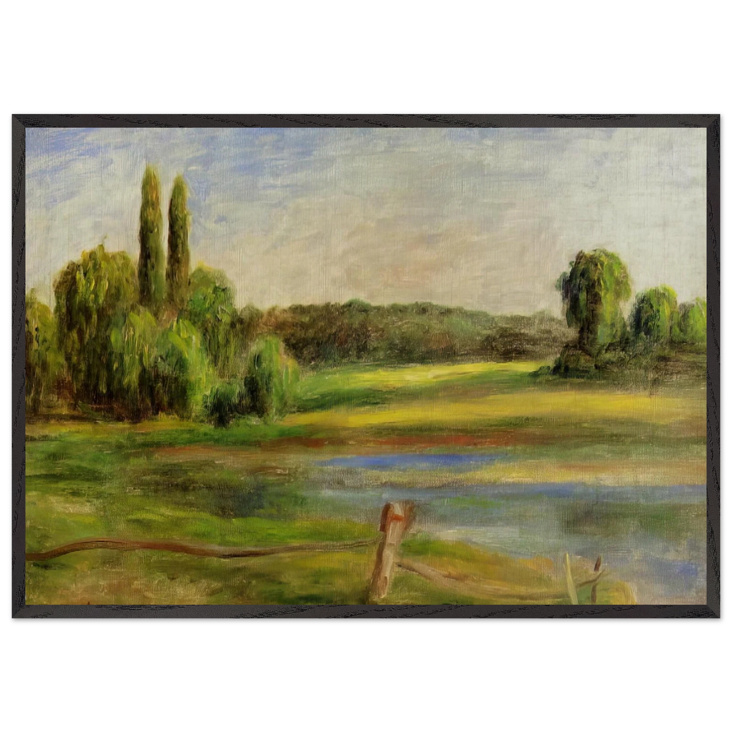 Landscape with Fence - Pierre-Auguste Renoir Framed Art Print – Black Wooden Frame - Default Title - -Framed Art Print