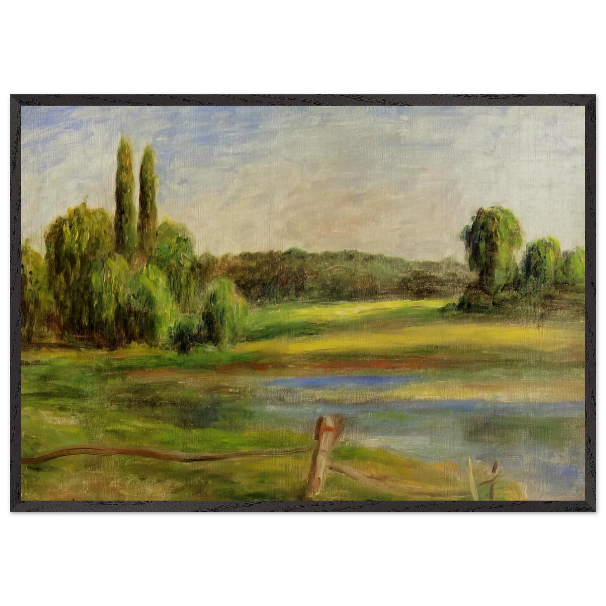 Landscape with Fence - Pierre-Auguste Renoir Framed Art Print – Black Wooden Frame - Default Title - -Framed Art Print