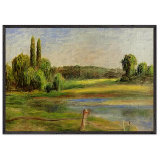 Landscape with Fence - Pierre-Auguste Renoir 70x100 cm / 28x40 inches Framed Art Print – Black Wooden Frame