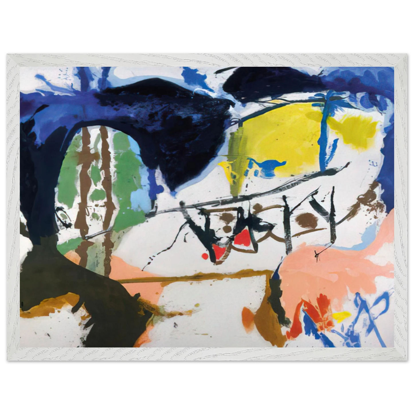 Helen Frankenthaler - Acres - 1959 Wall art - 21x29.7 cm / 8x12" - Premium Wooden Framed Poster With Fine Art Paper - Black frame