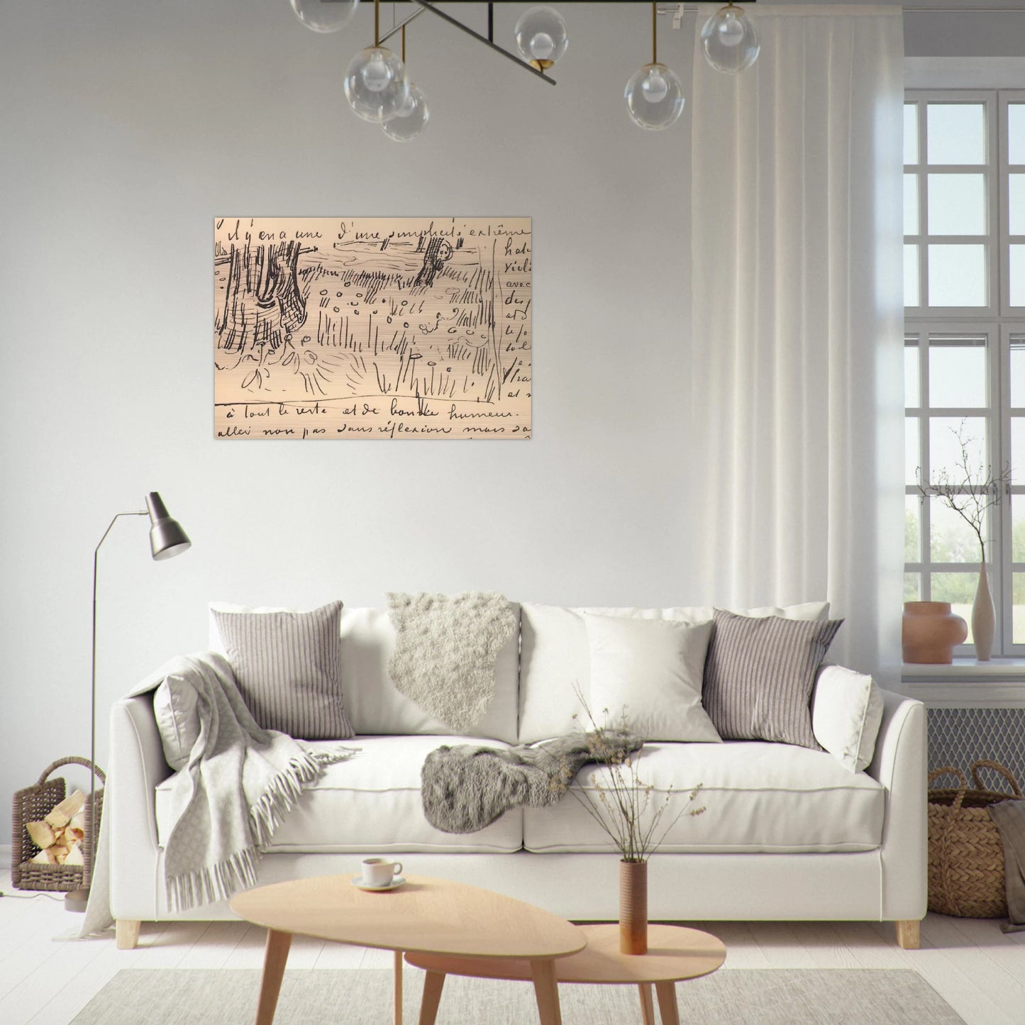 Field of Grass with Dandelions and Tree Trunks - Vincent van Gogh Brushed Aluminum Print - 70x100 cm / 28x40 inches | Vincent van Gogh Aluminum Print | Vincent van Gogh Prints