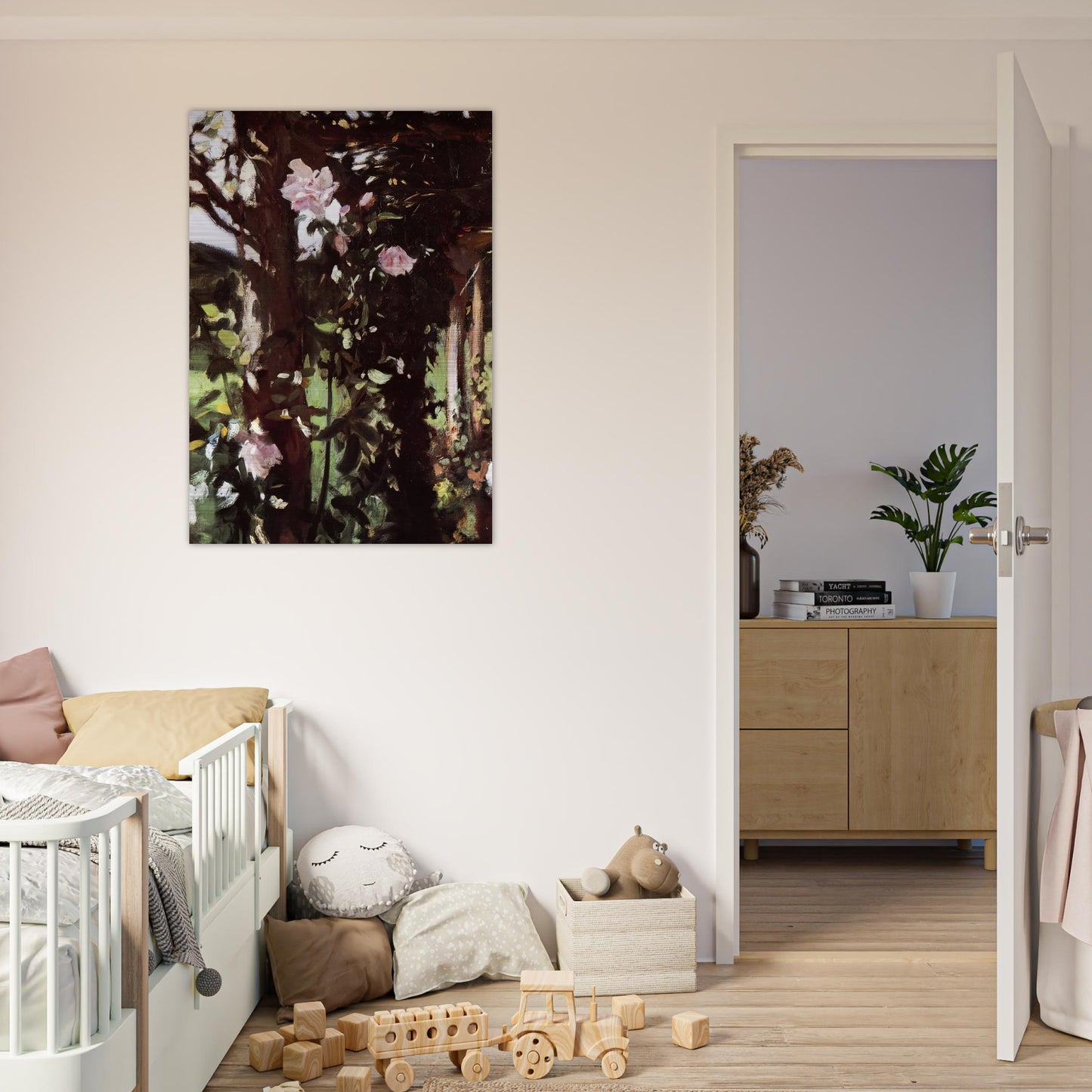 A Rose Trellis Roses at Oxfordshire - John Singer Sargent Brushed Aluminum Print - 70x100 cm / 28x40 inches | John Singer Sargent Aluminum Print | John Singer Sargent Prints