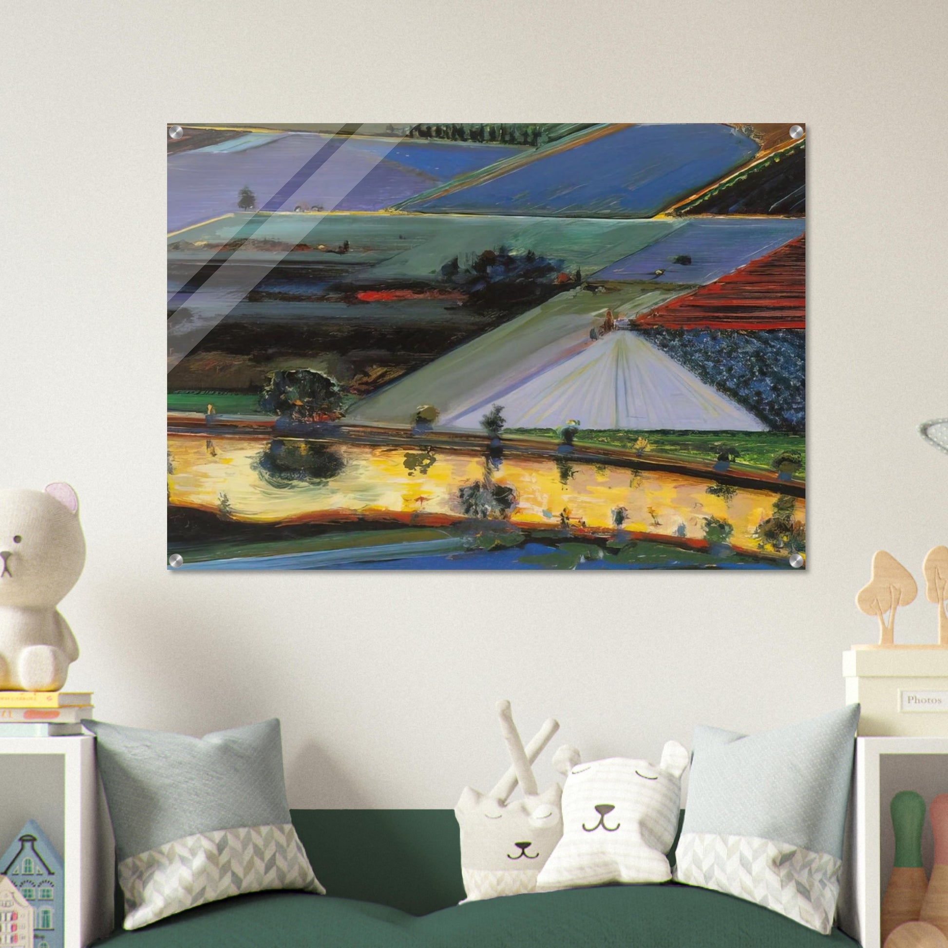 Farm Channel - 1996 - Wayne Thiebaud Acrylic Print - 70x100 cm / 28x40″ inches | Wayne Thiebaud Wall Art | Wayne Thiebaud Prints