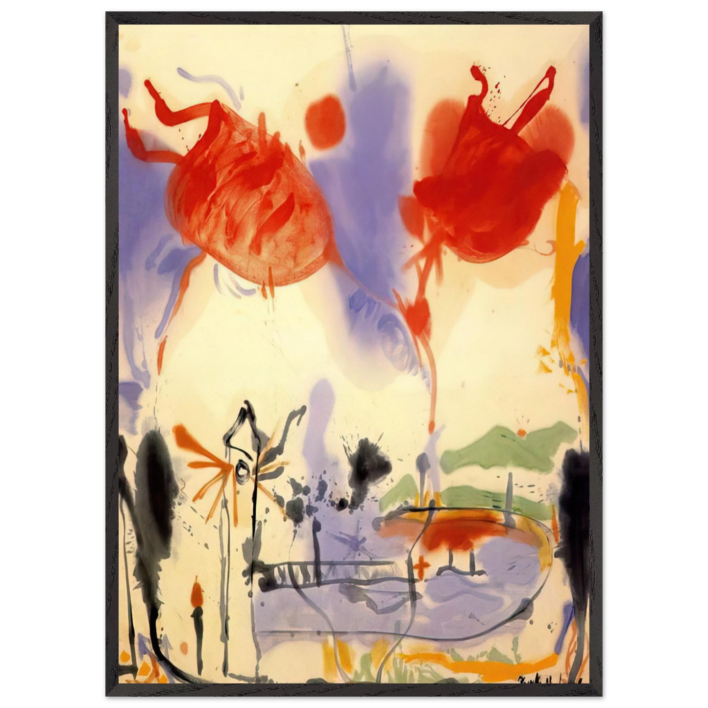 Helen Frankenthaler - Round Trip - 1957 Wall art - 50x70 cm / 20x28 inches - Premium Wooden Framed Poster With Fine Art Paper - Wood frame