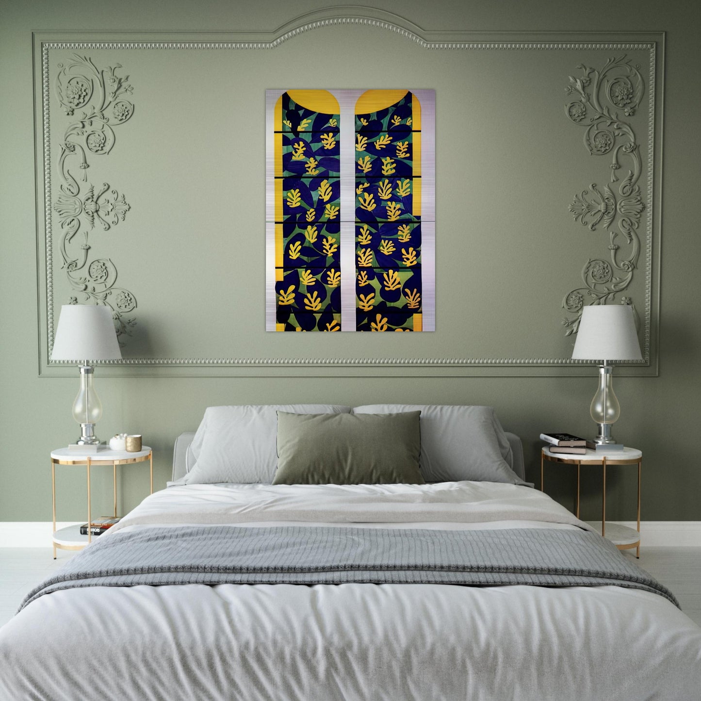 TREE OF LIFE STAINED GLASS BEHIND THE ALTAR IN THE CHAPEL OF THE ROSARY AT VENCE 1951 - Henri Matisse Brushed Aluminum Print - 70x100 cm / 28x40 inches | Henri Matisse Aluminum Print | Henri Matisse Prints