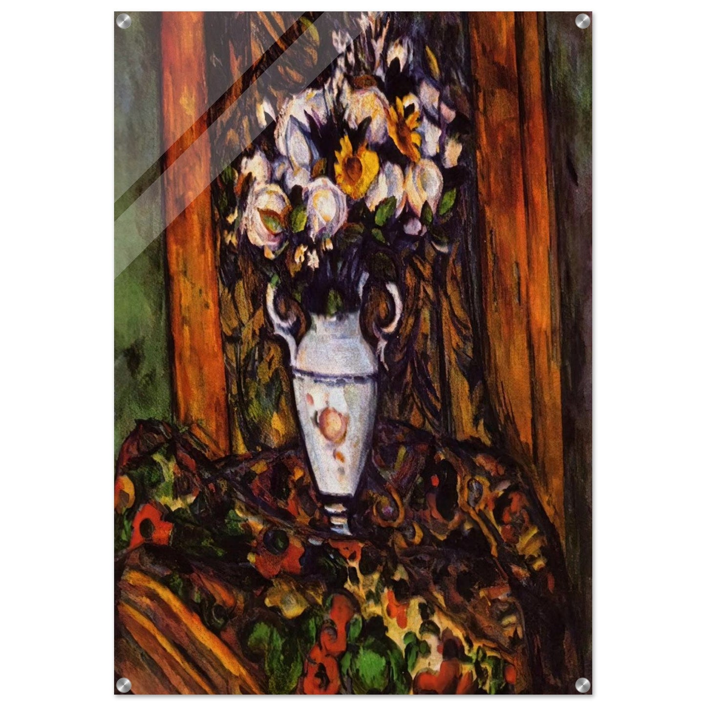 Still Life, Vase with Flowers - Paul Cézanne Acrylic Print - 70x100 cm / 28x40″ inches | Paul Cézanne Wall Art | Paul Cézanne Prints