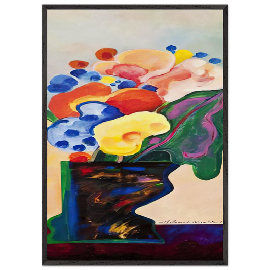 Vase With Flowers - 1990 - Aldemir Martins Framed Art Print – Black Wooden Frame - Default Title - -Framed Art Print