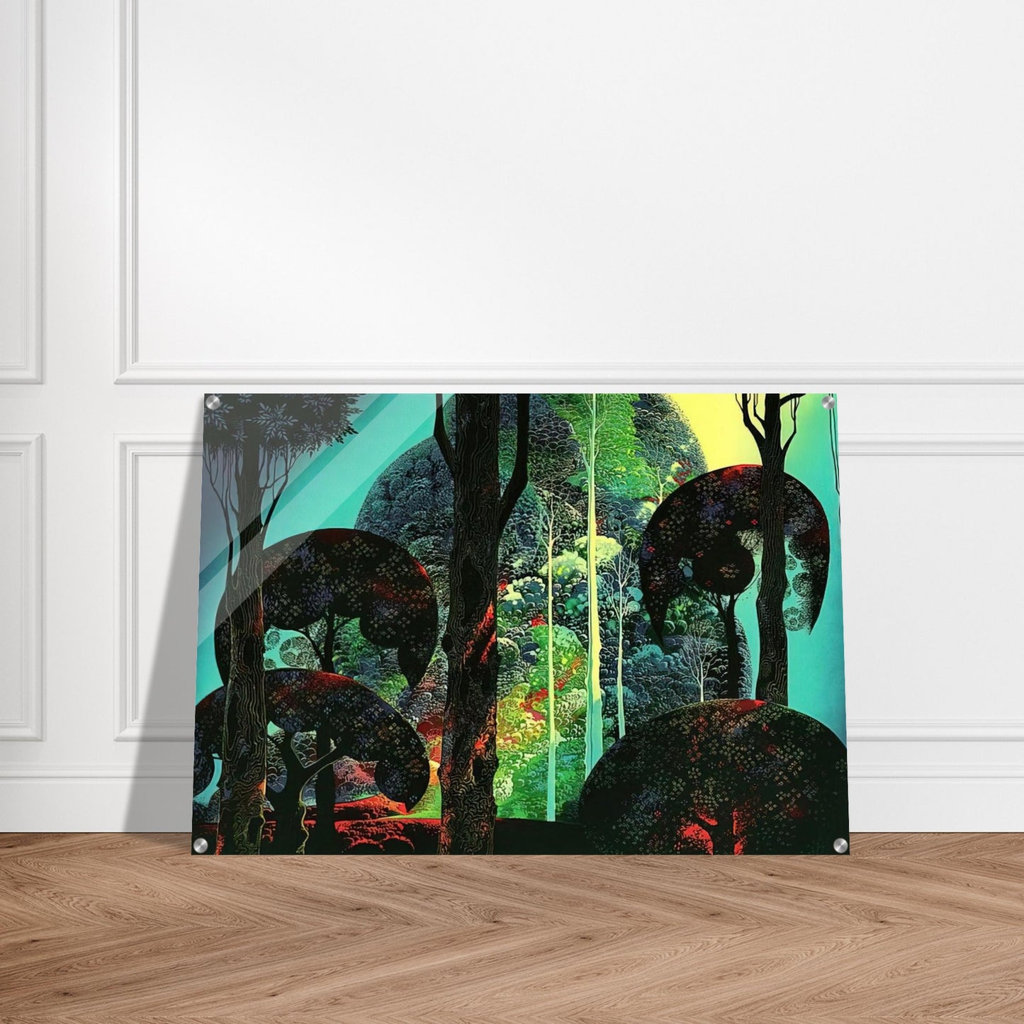 Fired by Sun - Eyvind Earle Acrylic Print - 70x100 cm / 28x40″ inches | Eyvind Earle Wall Art | Eyvind Earle Prints