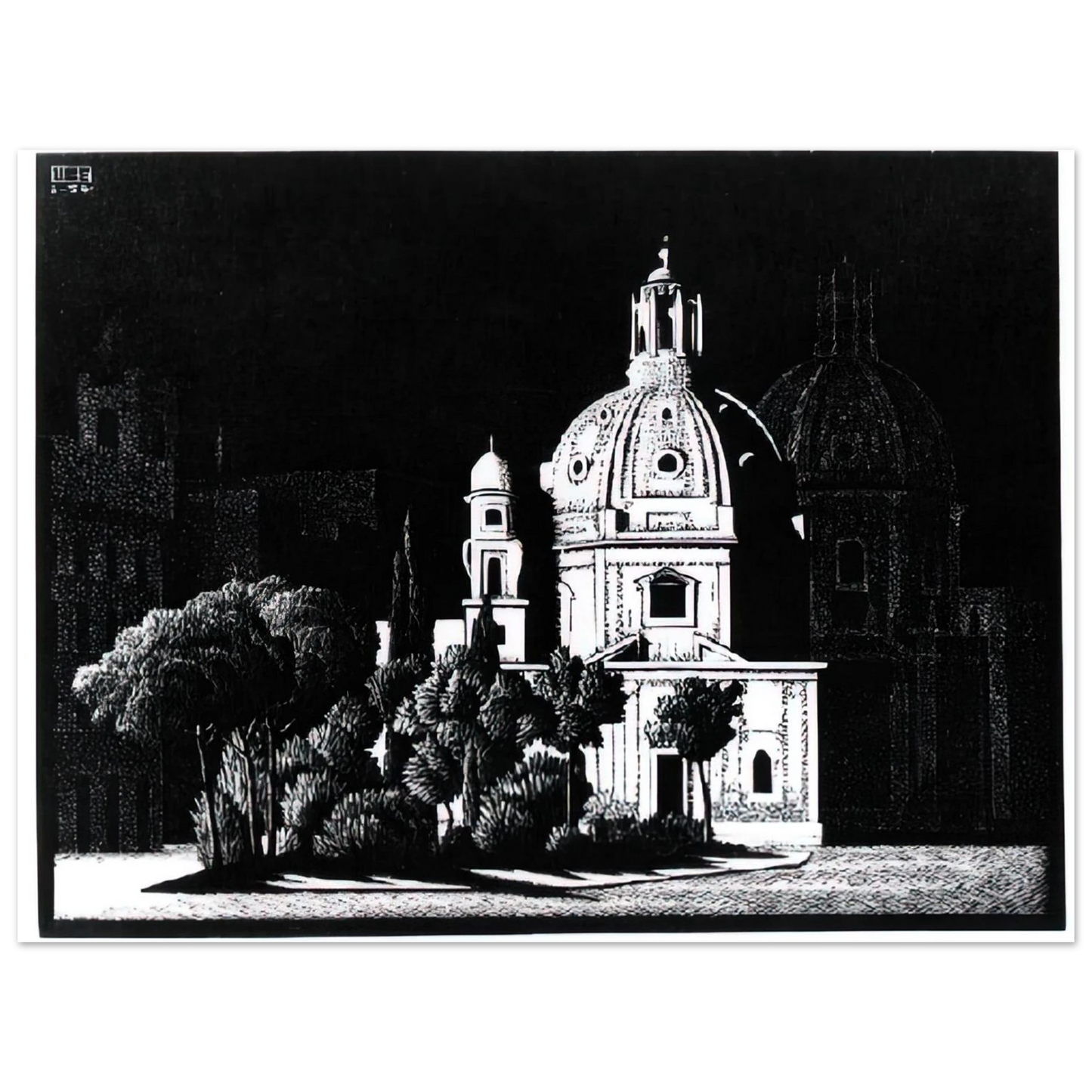 MC Escher - NOCTURNAL ROME 1 Wall Art - 21x29.7 cm / 8x12" - Fine Art Poster - -