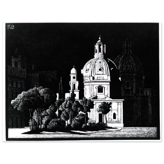 MC Escher - NOCTURNAL ROME 1 Wall Art - 21x29.7 cm / 8x12" - Fine Art Poster - -