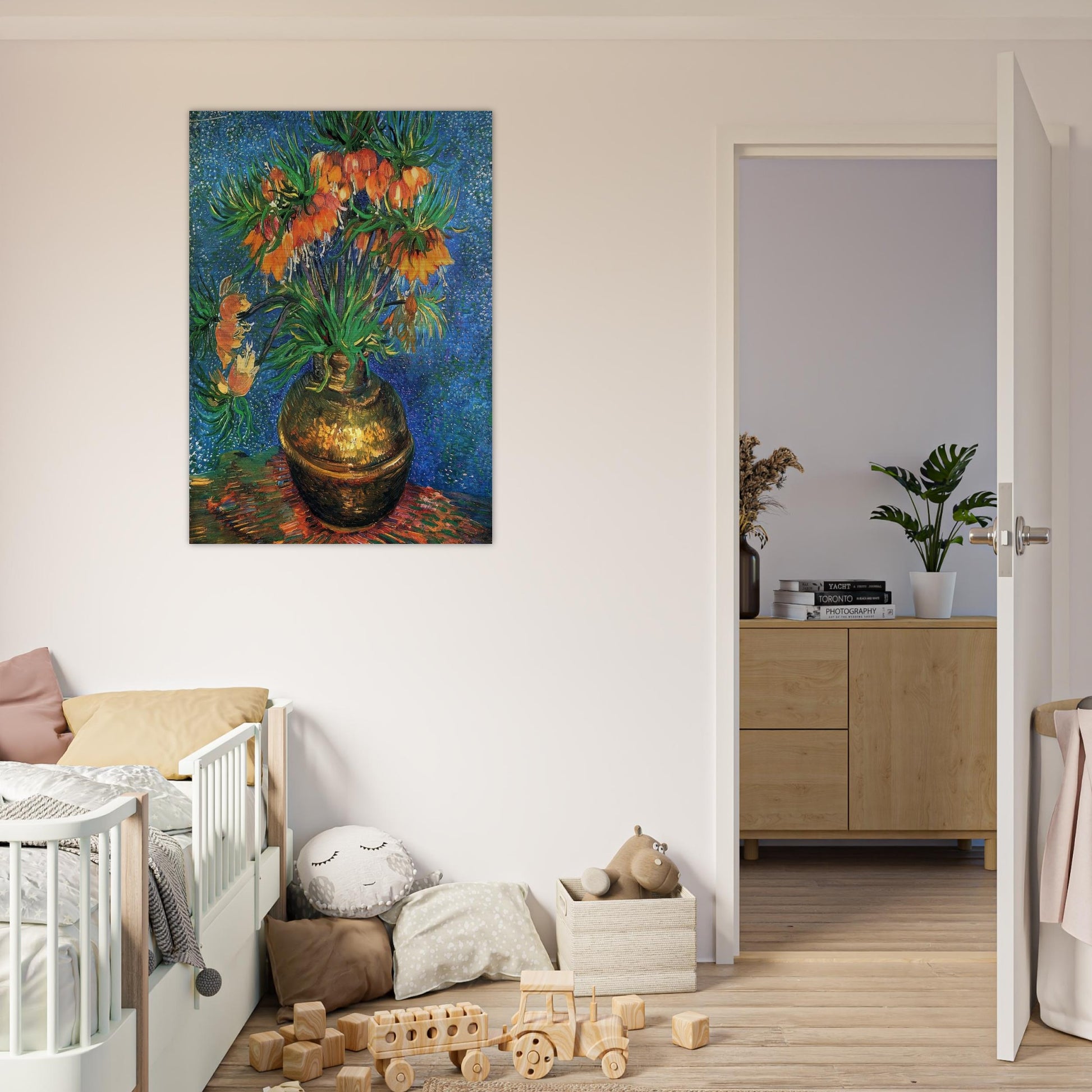 Fritillaries in a Copper Vase - Vincent van Gogh Brushed Aluminum Print - 70x100 cm / 28x40 inches | Vincent van Gogh Aluminum Print | Vincent van Gogh Prints